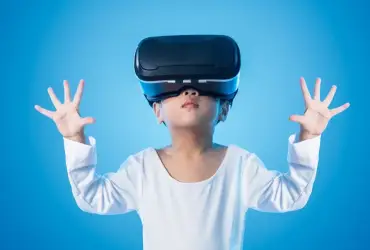 a kid with virtual reality headset